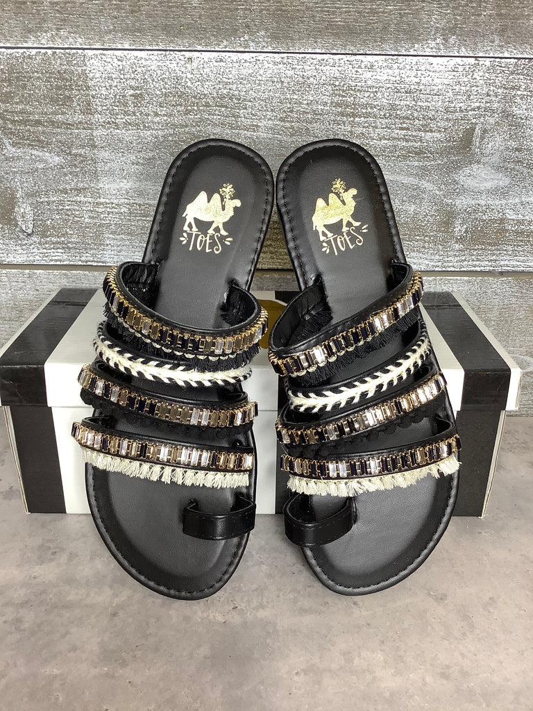 Boho sale black sandals